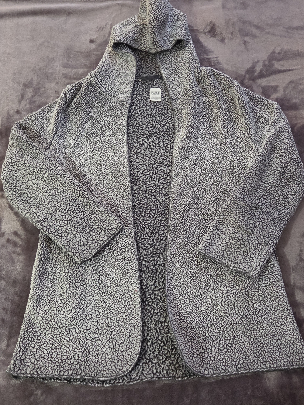 PINK Victoria's Secret Hooded Sherpa Cardigan - Light Gray